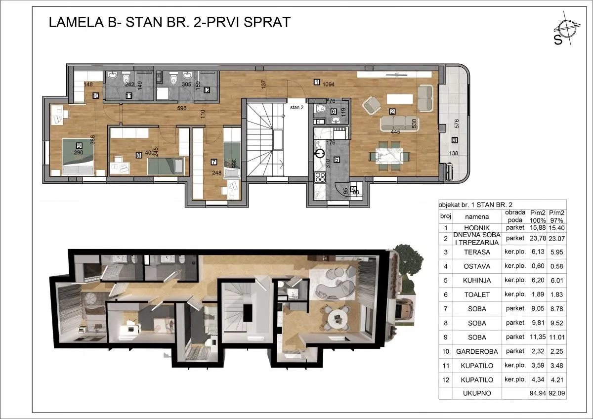Sale, three bedroom apartment, 92m², Veternik, Novi Sad Sve Podlokacije