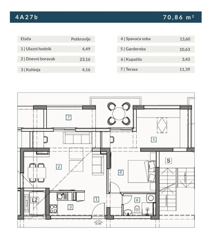 Sale, two bedroom apartment, 70m², Budva, Crna Gora