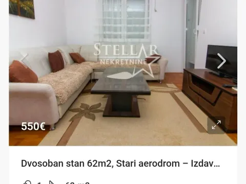Izdavanje, dvosoban stan, 62m², Stari Aerodrom, Podgorica - image 2