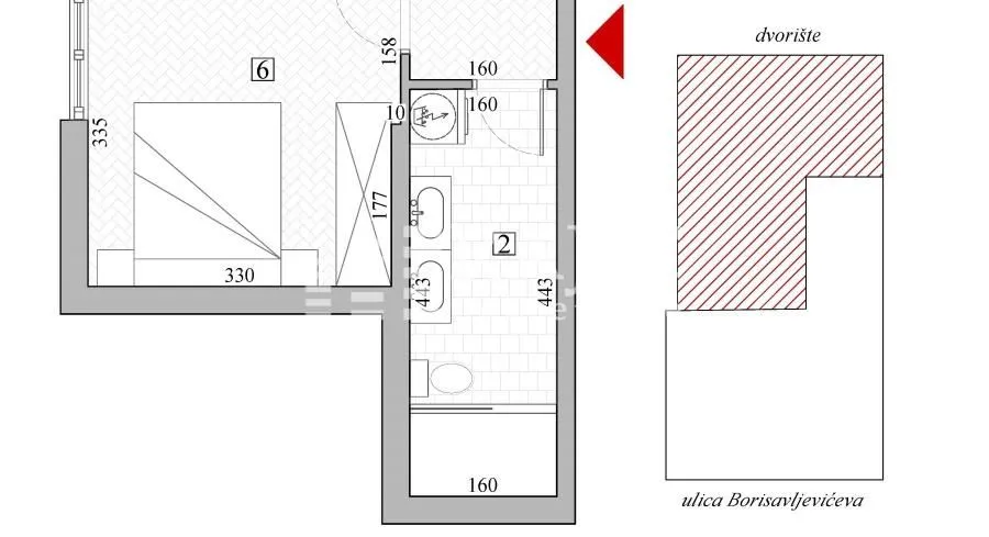 Arhitektonski plan osnove nekretnine sa dimenzijama prostorija.