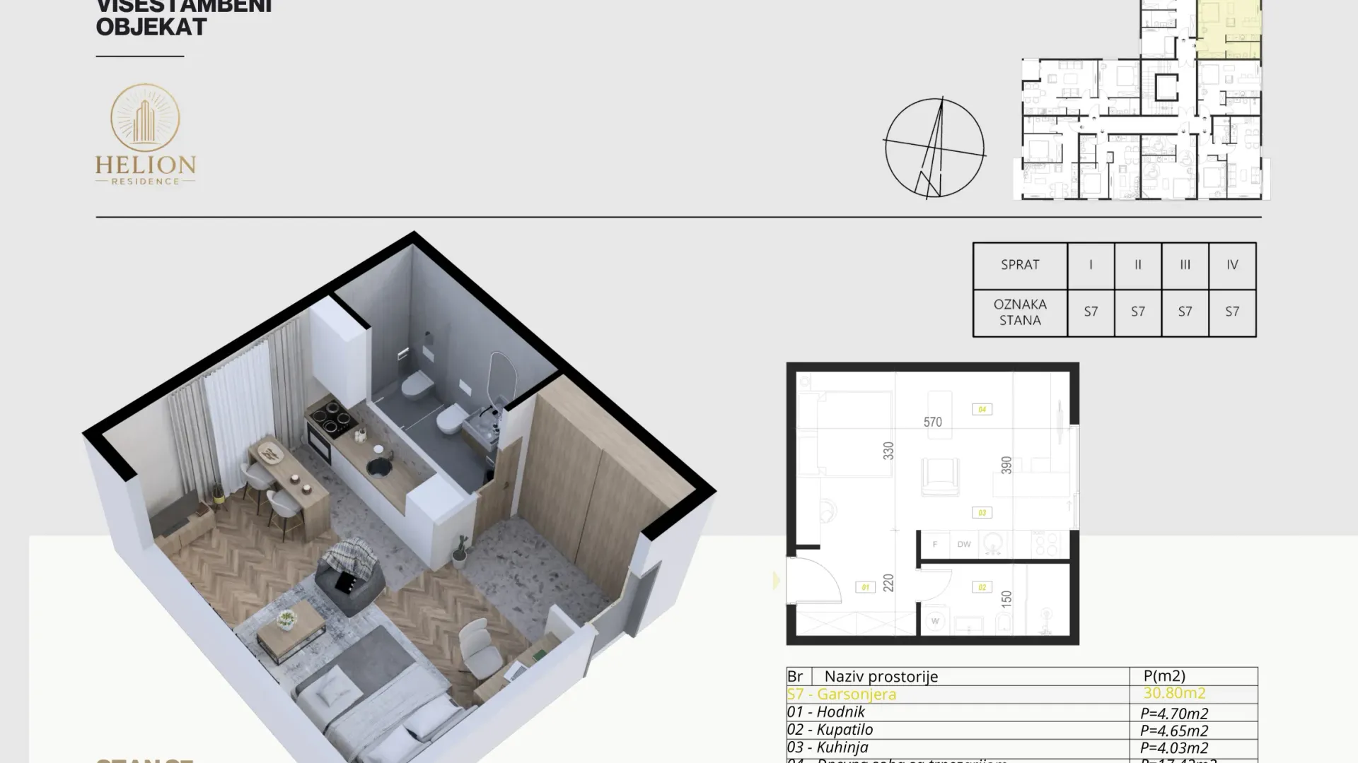 Prodaja, garsonjera, 31m², Podkošljun, Budva
