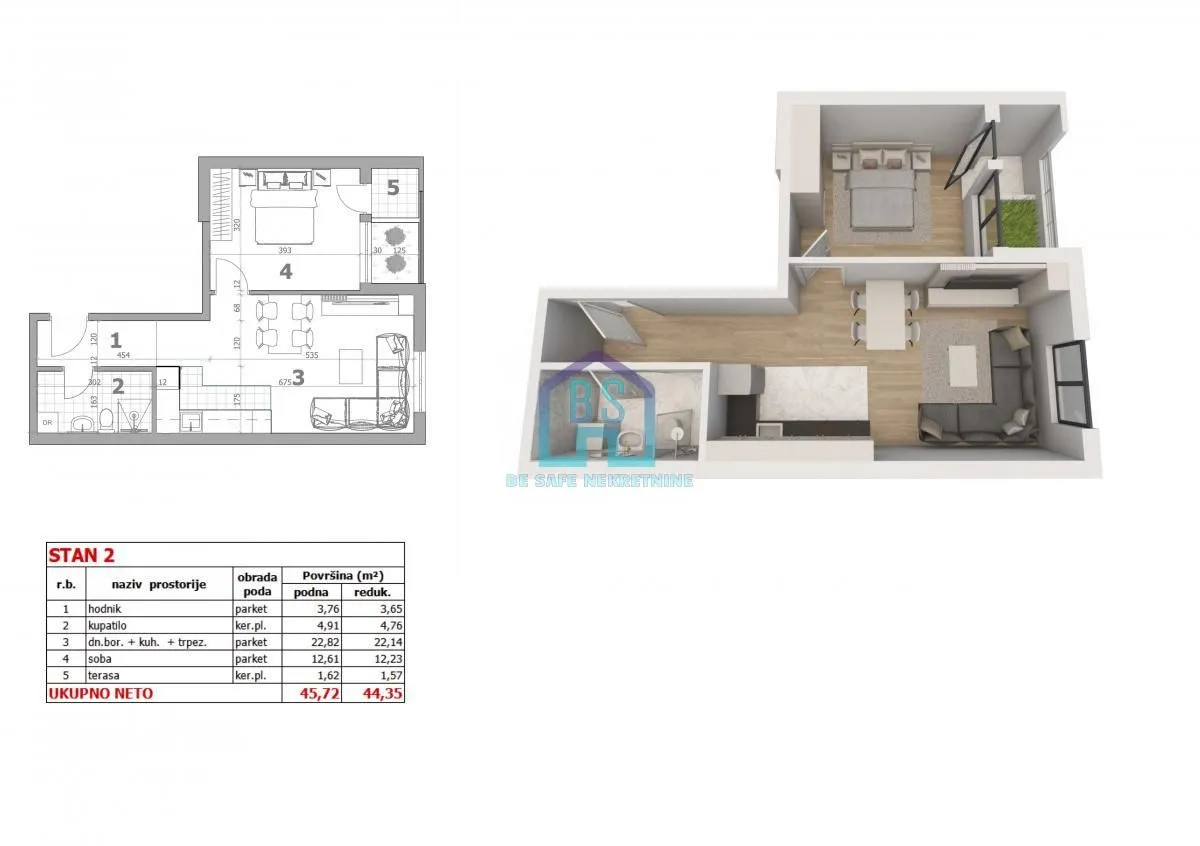 Prodaja, jednosoban stan, 44m², Veternička rampa, Novi Sad Sve Podlokacije