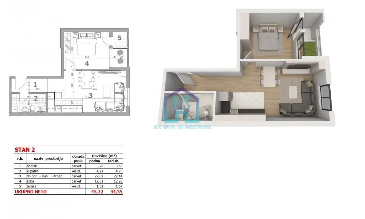 Sale, one bedroom apartment, 44m², Veternička rampa, Novi Sad Sve Podlokacije