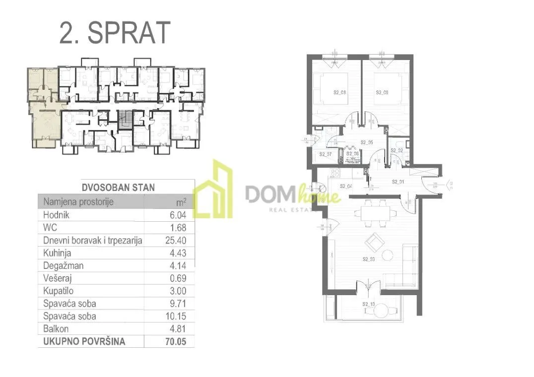 Prodaja, dvosoban stan, 70m², Tološi, Podgorica