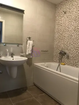 Bathroom equipped with a washbasin, mirror, and bathtub with mosaic tiles. - image 18