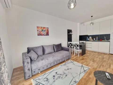 Dnevni boravak sa garniturom i trpezarijom u sklopu kuhinje. - image 4