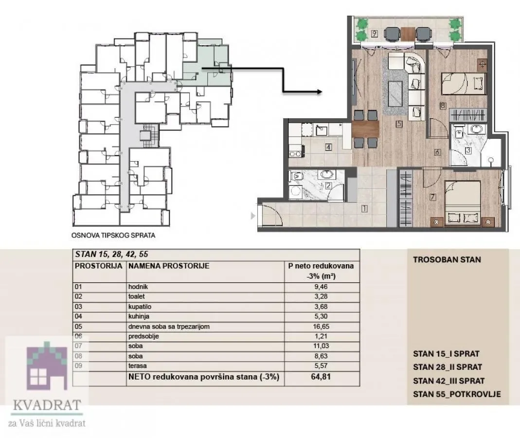Prodaja, trosoban stan, 64m², Obrenovac, Beograd