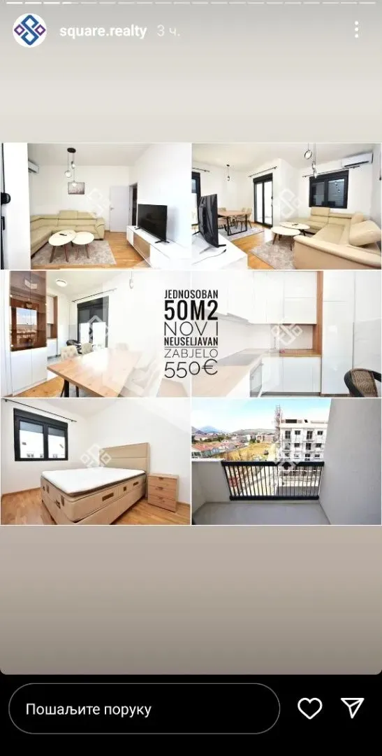 Izdavanje, jednosoban stan, 50m², Zabjelo, Podgorica