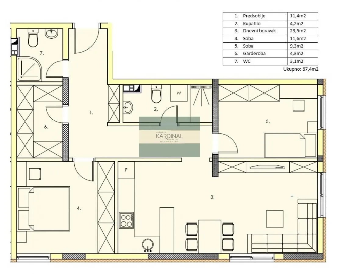 Prodaja, dvosoban stan, 67m², Centar, Jagodina