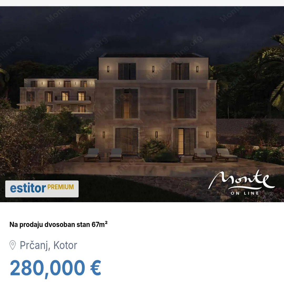 Prodaja, dvosoban stan, 67m², Prčanj, Kotor