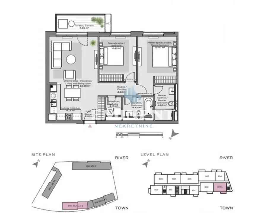 Rent, three bedroom apartment, 79m², Savski Venac, Beograd