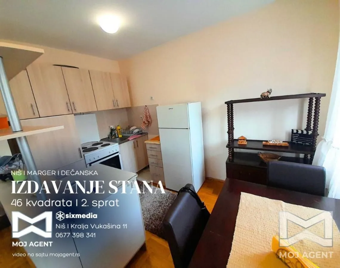 Rent, one bedroom apartment, 46m², Marger, Niš