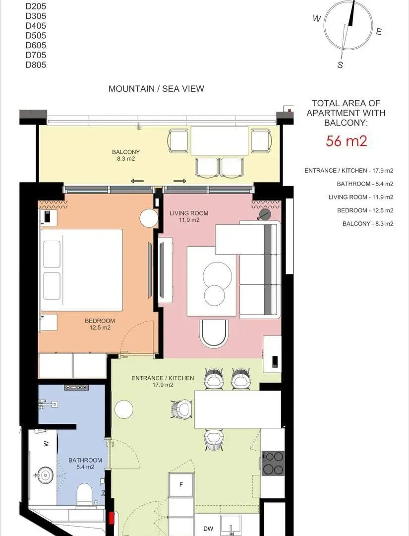 Prodaja, jednosoban stan, 56m², Rafailovići, Budva