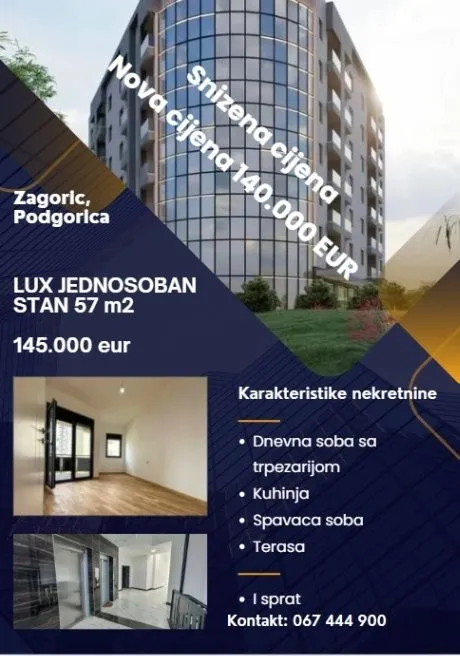 Sale, one bedroom apartment, 57m², Zagorič, Podgorica