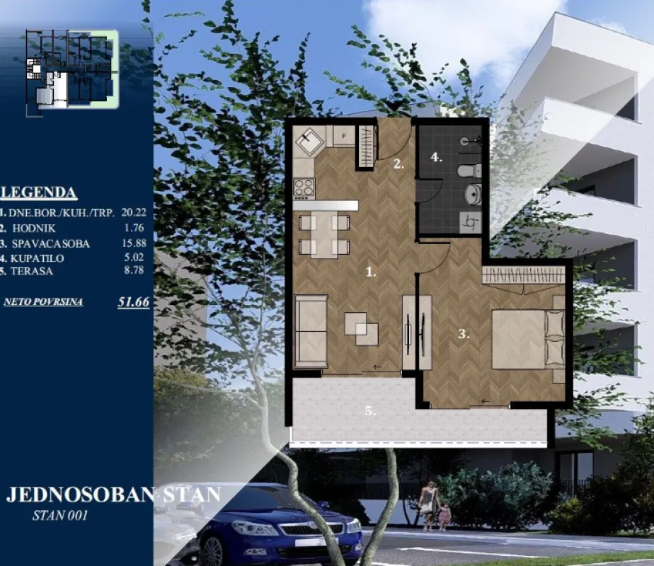 Prodaja, jednosoban stan, 52m², Ulcinj, Crna Gora