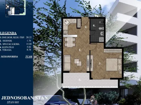 Sale, one bedroom apartment, 52m², Ulcinj, Crna Gora - image 2