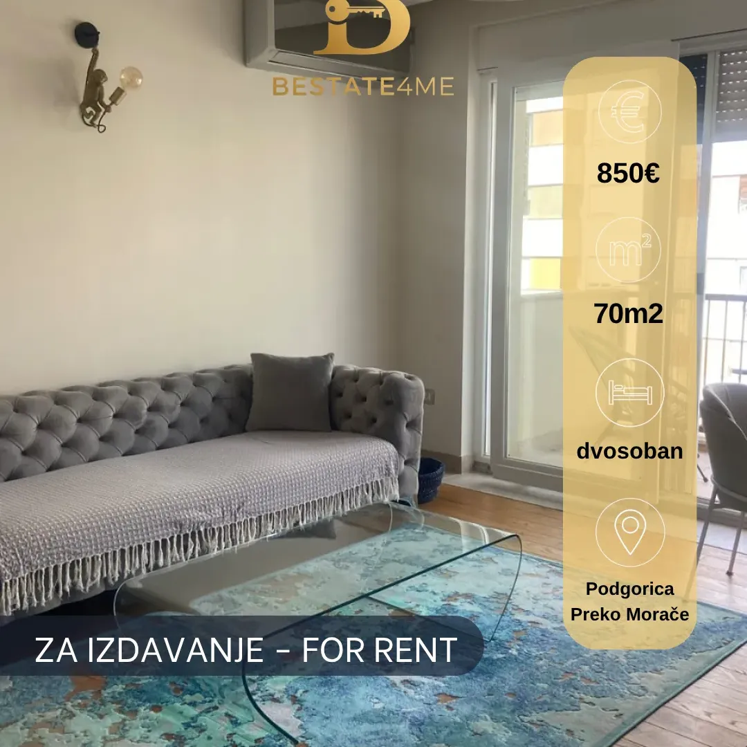 Rent, two bedroom apartment, 70m², Preko Morače, Podgorica