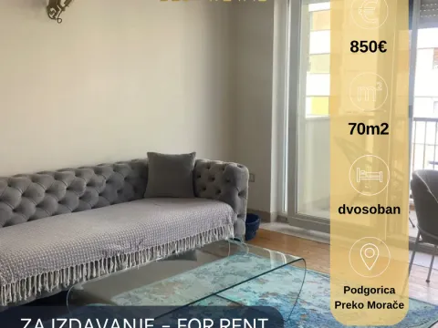 Rent, two bedroom apartment, 70m², Preko Morače, Podgorica - image 1