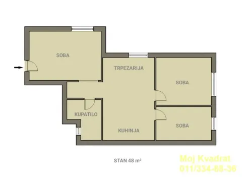 Osnova stana površine 48 kvadratnih metara. - image 18