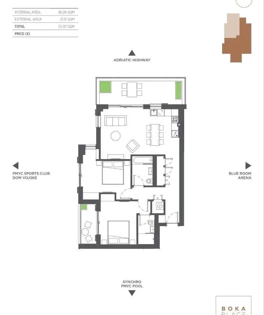 Prodaja, dvosoban stan, 102m², Porto Montenegro, Tivat