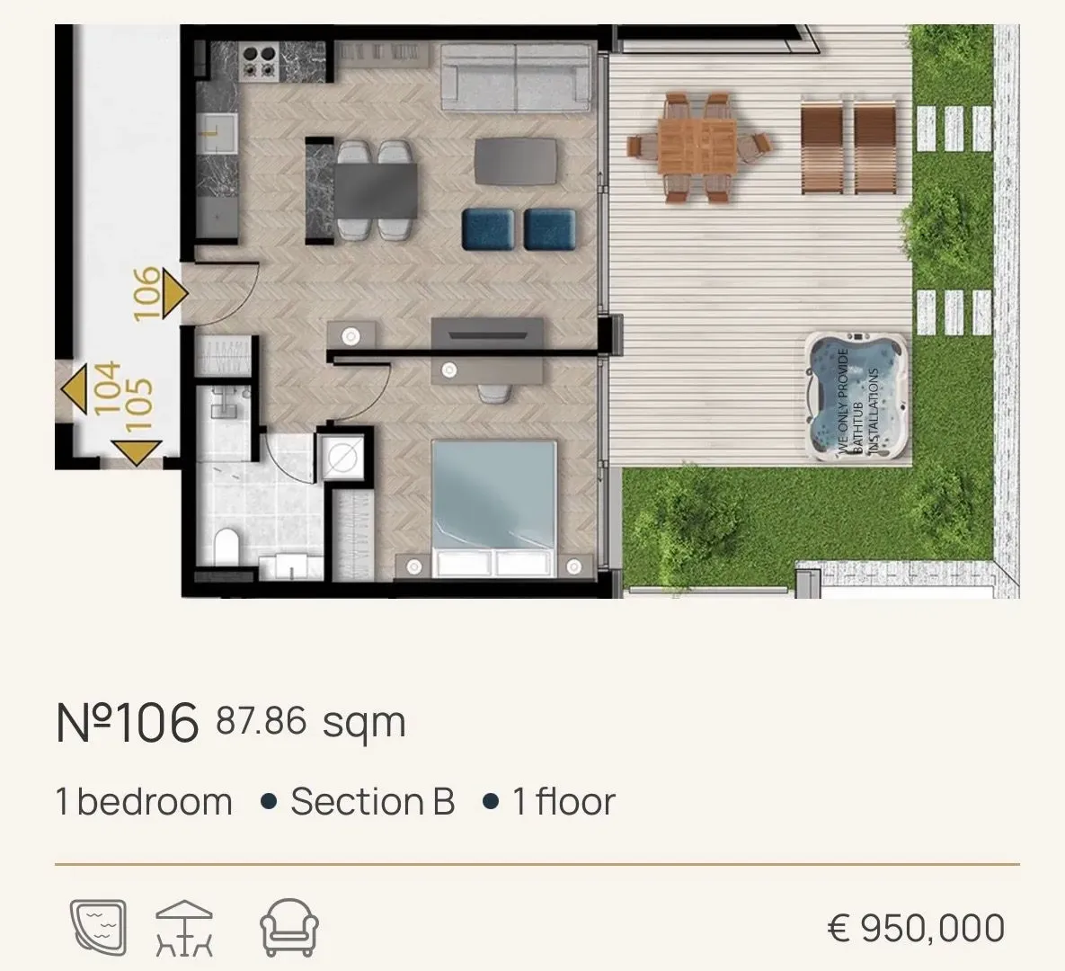 Prodaja, jednosoban stan, 88m², Porto Montenegro, Tivat