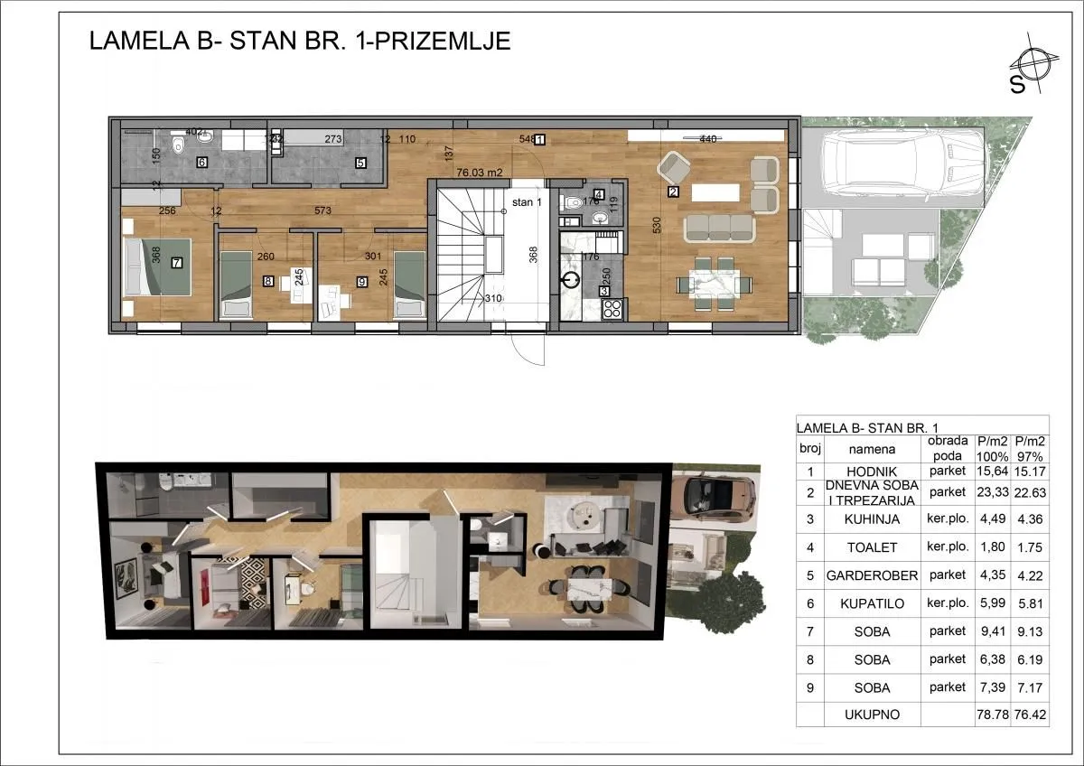 Sale, three bedroom apartment, 92m², Veternik, Novi Sad Sve Podlokacije