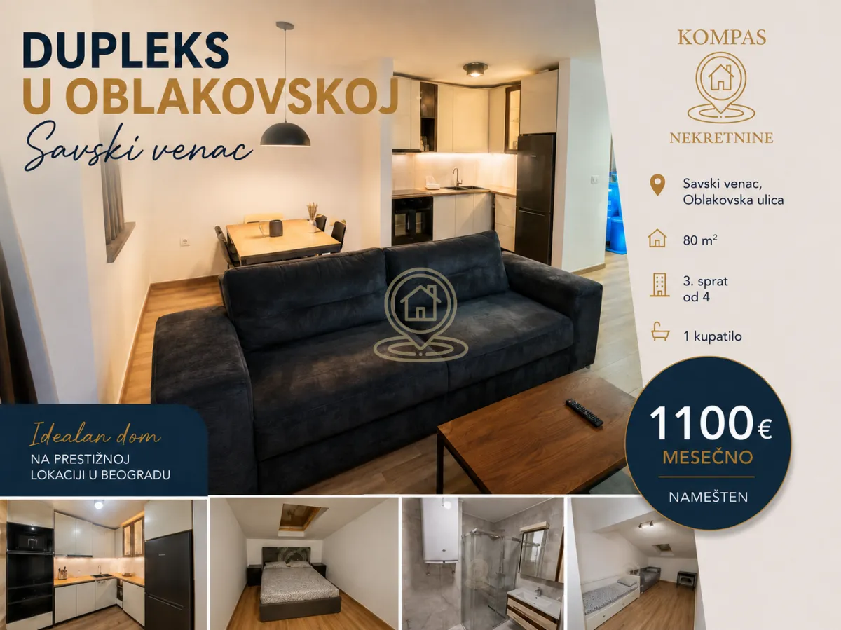 Rent, three bedroom apartment, 80m², Savski Venac, Beograd