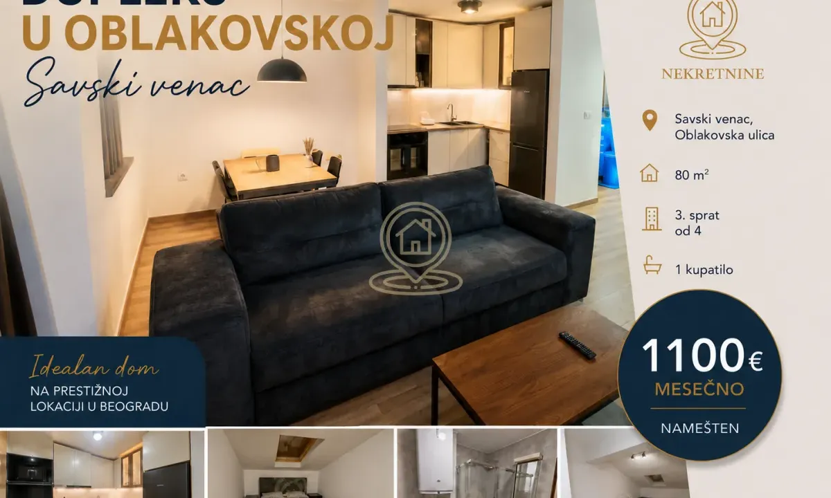 Rent, three bedroom apartment, 80m², Savski Venac, Beograd
