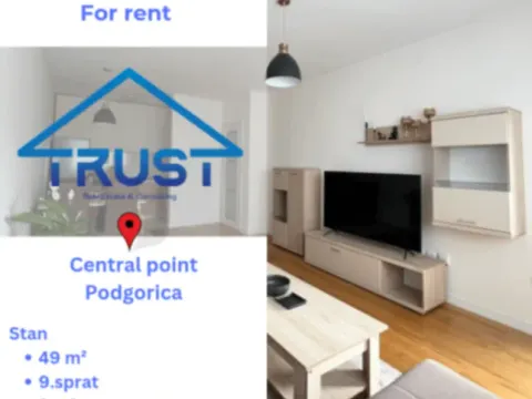 Izdavanje, jednosoban stan, 49m2, Central Point, Podgorica Izdavanje, jednosoban stan, 49m2, Central Point, Podgorica