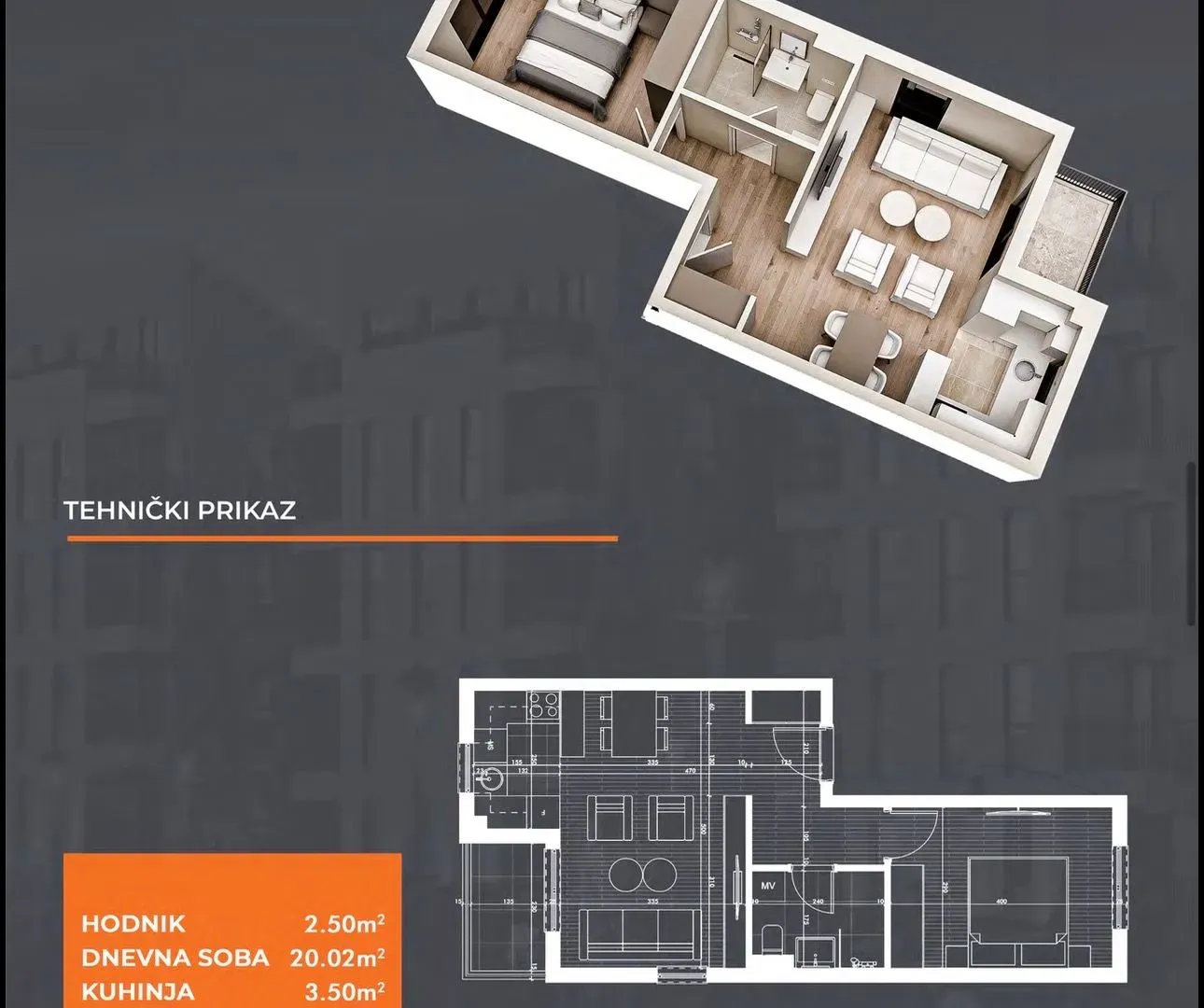 Prodaja, jednosoban stan, 45m², Zabjelo, Podgorica