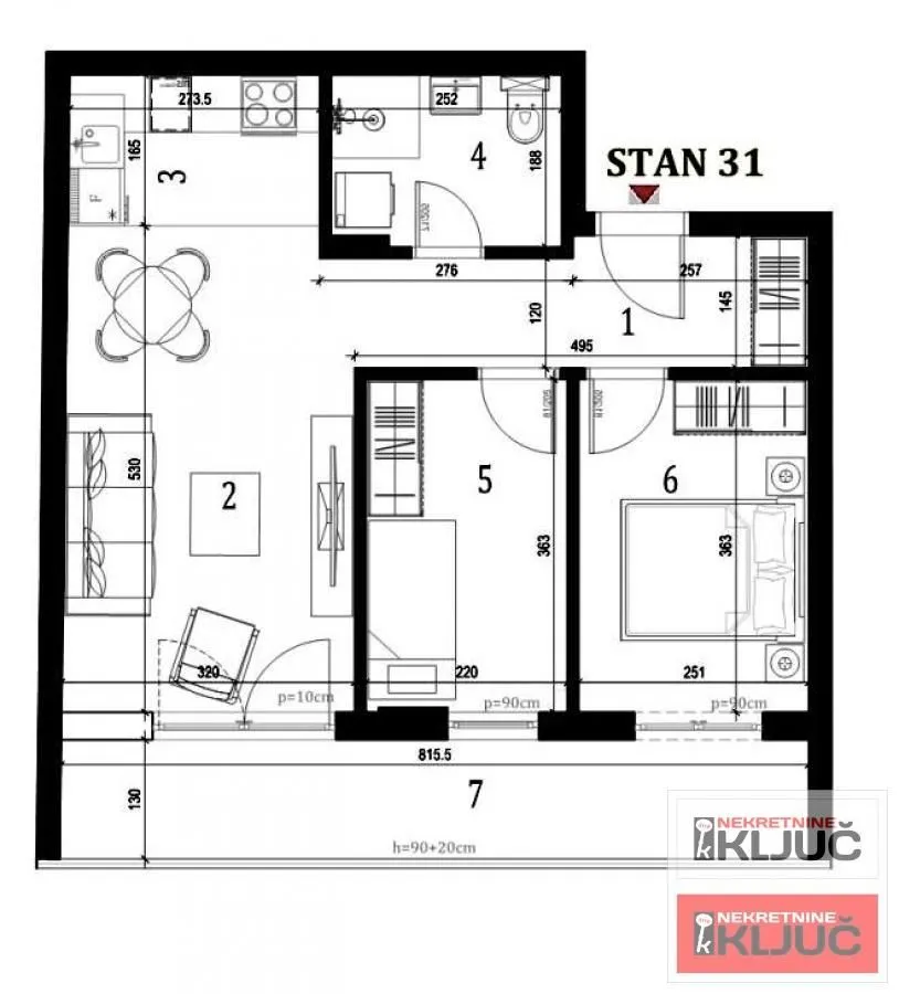 Sale, two bedroom apartment, 59m², Klisa, Novi Sad Sve Podlokacije
