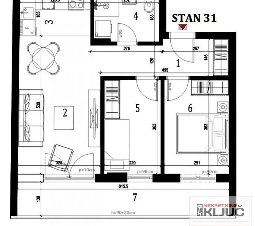 Sale, two bedroom apartment, 59m², Klisa, Novi Sad Sve Podlokacije
