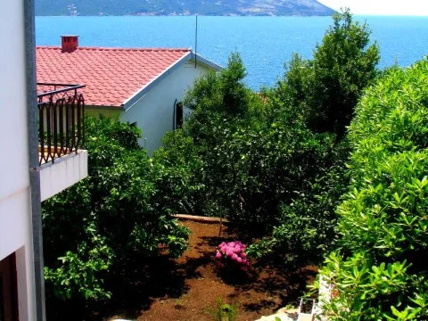 Pogled na ozelenjeno dvorište i more u pozadini. - image 4