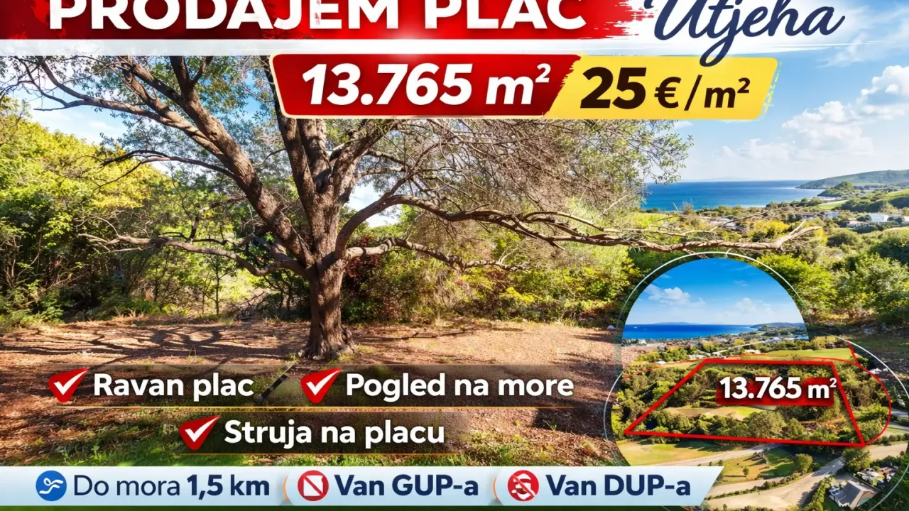 Sale, land lot, 13750m², Utjeha, Bar