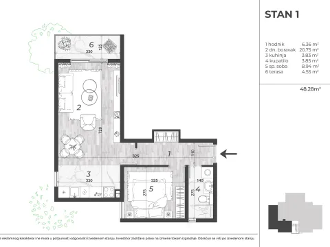 Sale, one bedroom apartment, 48m², Centar, Žabljak - image 6
