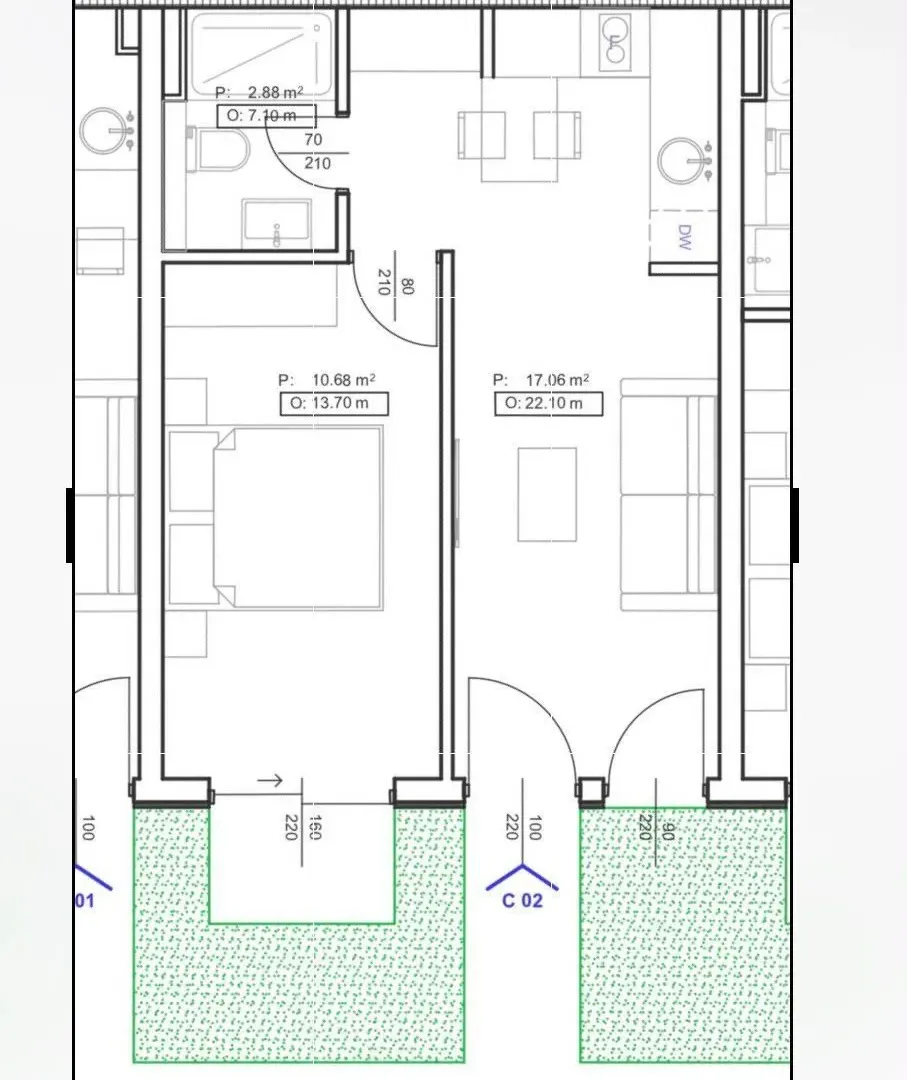 Sale, one bedroom apartment, 30m², Kavač, Kotor