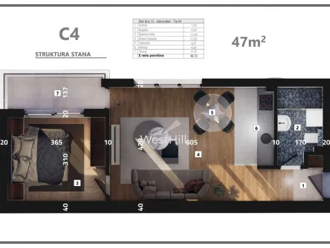 Sale, one bedroom apartment, 37m², Dobre Vode, Bar - image 10