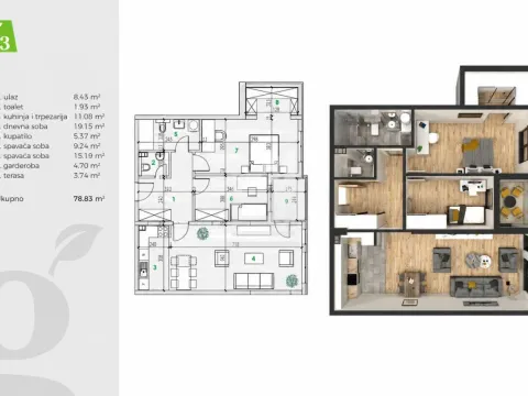 Prodaja, dvosoban stan, 79m², Tološi, Podgorica - image 4