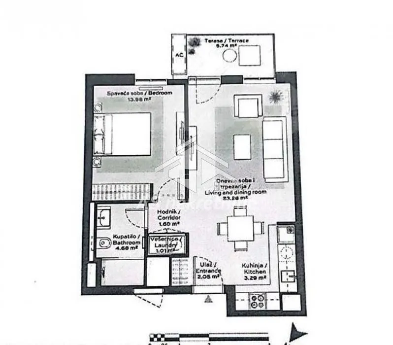 Rent, two bedroom apartment, 56m², Savski Venac, Beograd