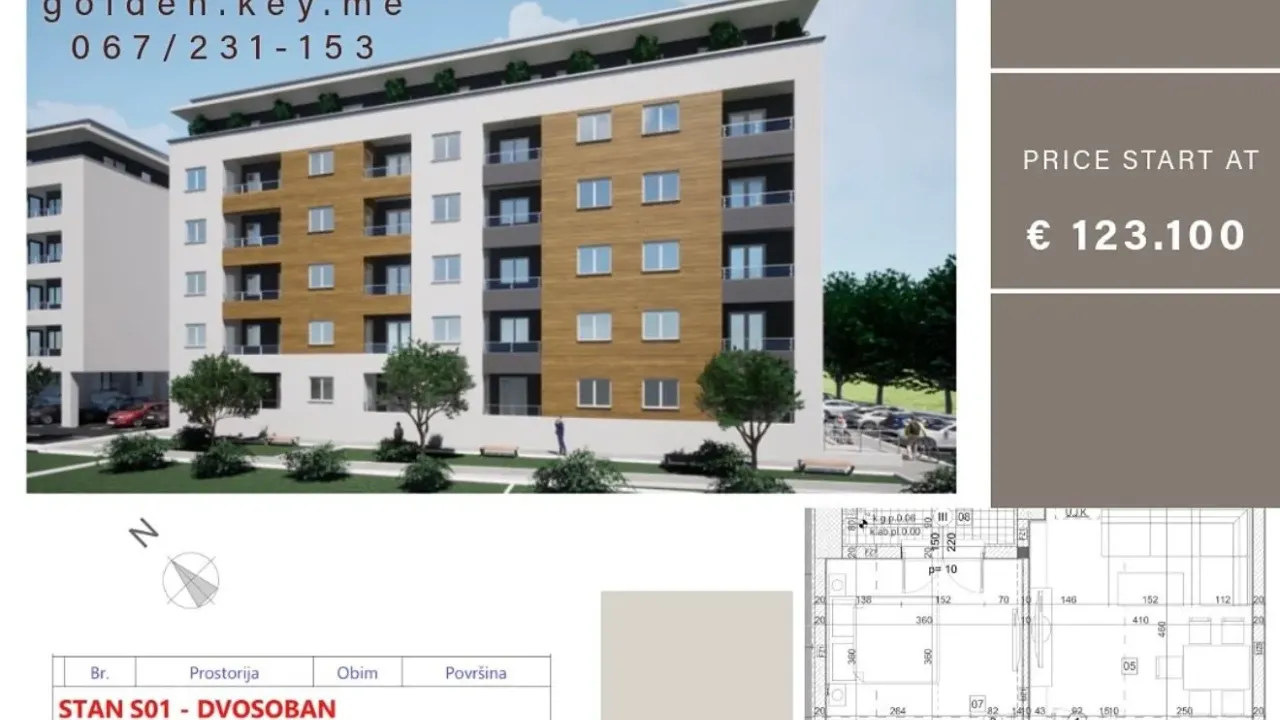 Sale, one bedroom apartment, 64m², Zagorič, Podgorica
