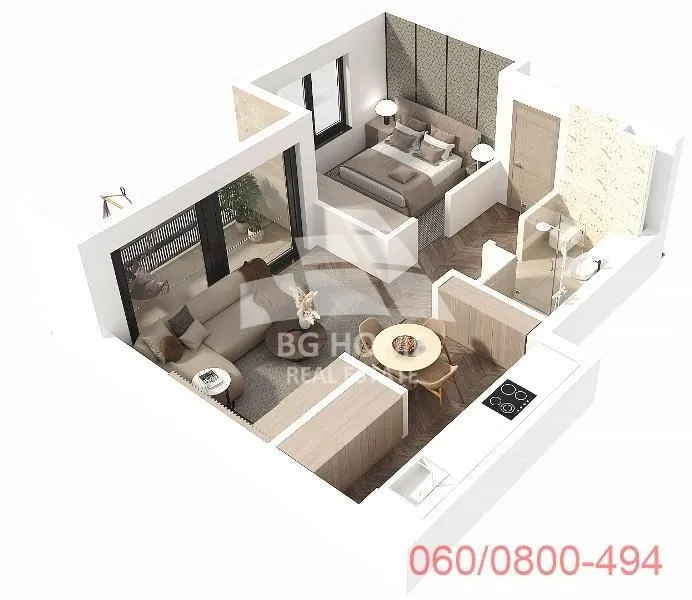 Sale, one bedroom apartment, 47m², Banovo Brdo, Beograd