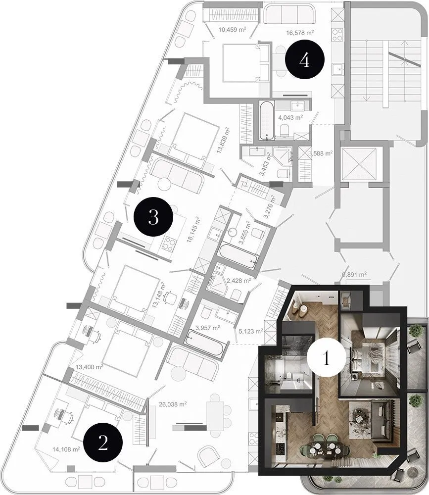 Sale, one bedroom apartment, 55m², Centar, Bar