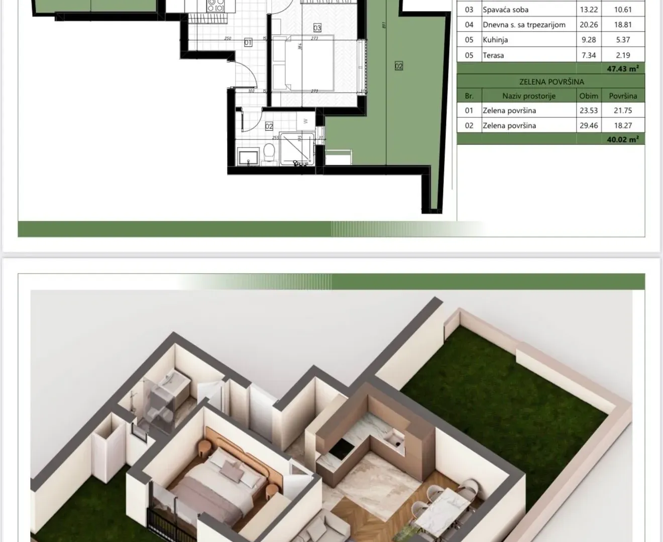Sale, one bedroom apartment, 48m², Šušanj, Bar
