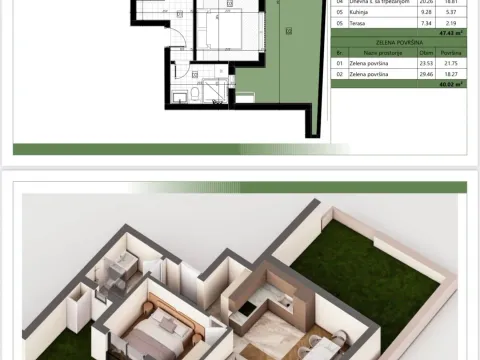 Sale, one bedroom apartment, 48m², Šušanj, Bar - image 2