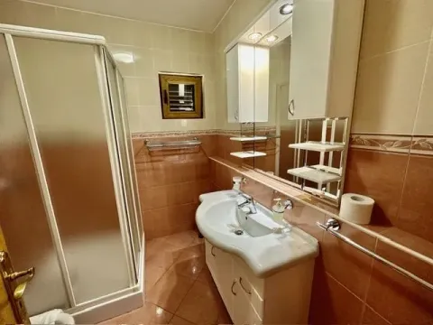 Manje kupatilo sa tuš-kabinom, umivaonikom i ogledalom. - image 15