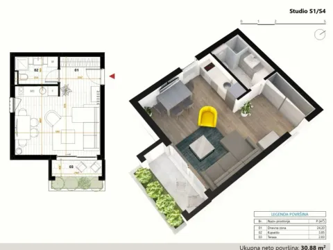 Prodaja, garsonjera, 30m², Tološi, Podgorica - image 4