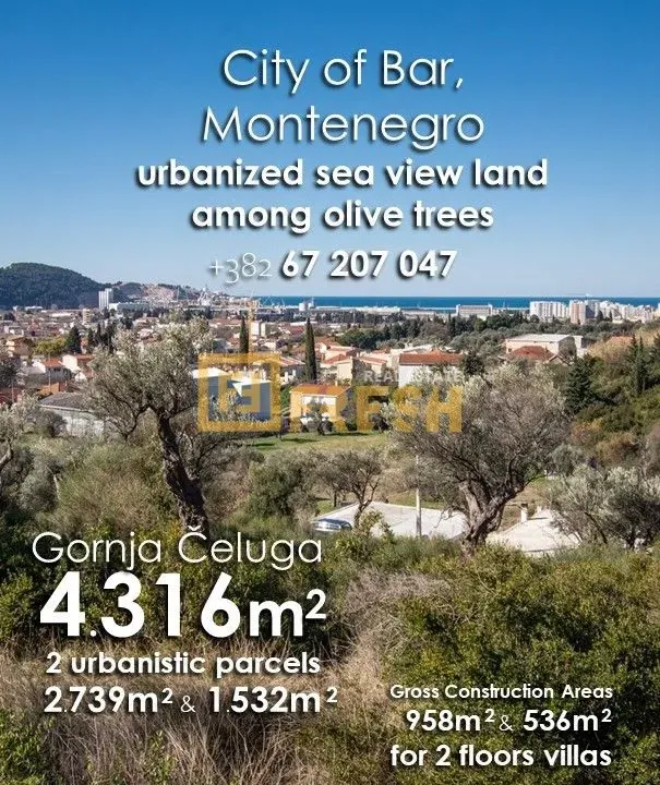 Sale, land lot, 4316m², Bar, Crna Gora