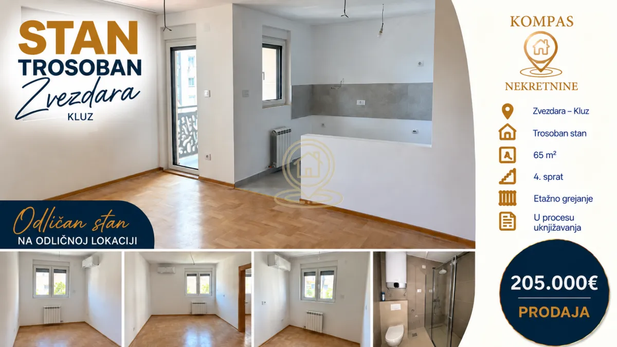 Prodaja, trosoban stan, 65m², Kluz, Zvezdara Sve Podlokacije