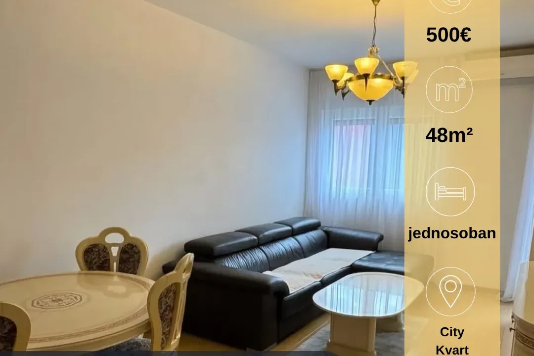 Rent, one bedroom apartment, 48m², City Kvart, Podgorica