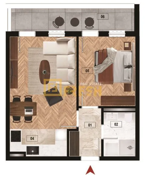 Prodaja, jednosoban stan, 44m², Zabjelo, Podgorica